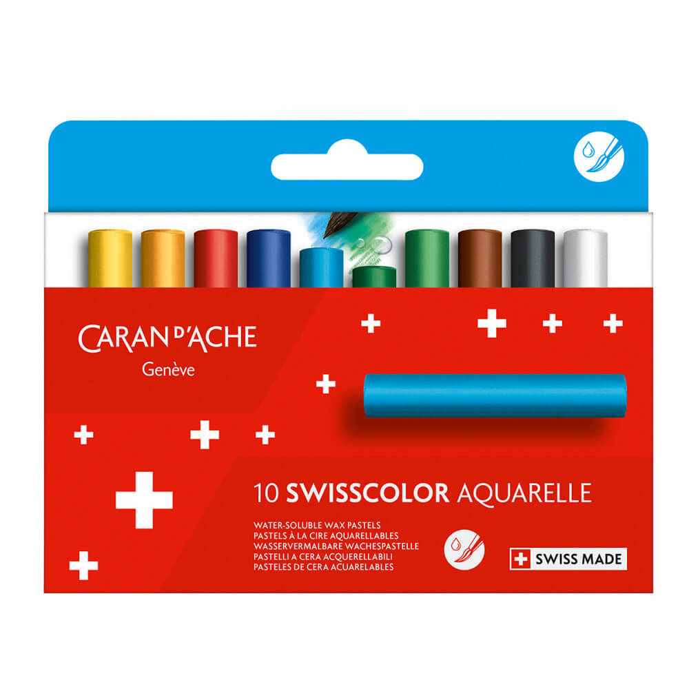 Pastel Aquarelável Wax Swisscolor Caran d’Ache 10 Cores